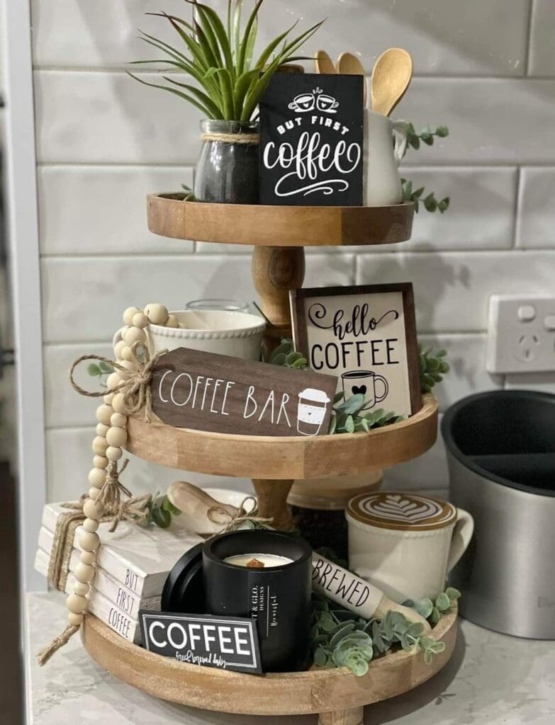 27 Tiered Tray Coffee Bar Ideas Perfect for Small Spaces