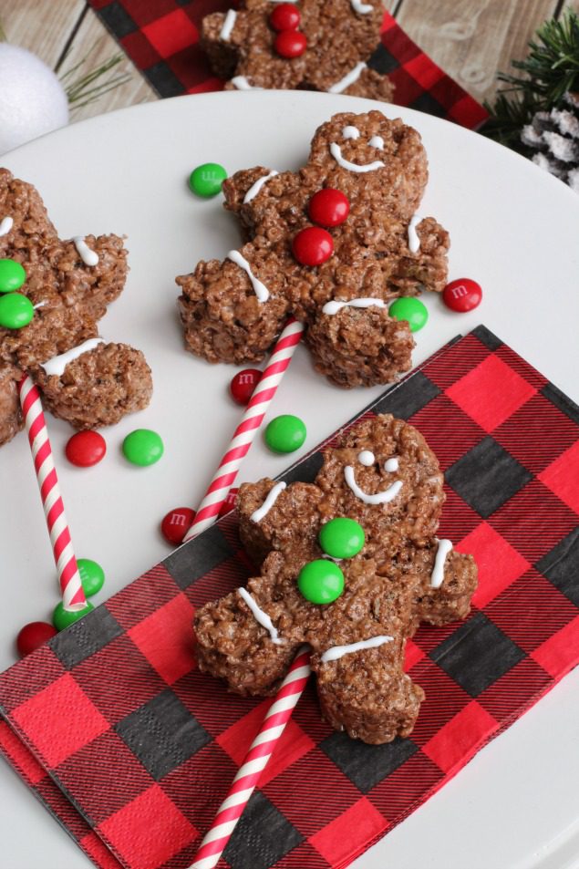 Chocolate Rice Krispie Gingerbread Men 6 Christmas Breakfast Ideas for Kids