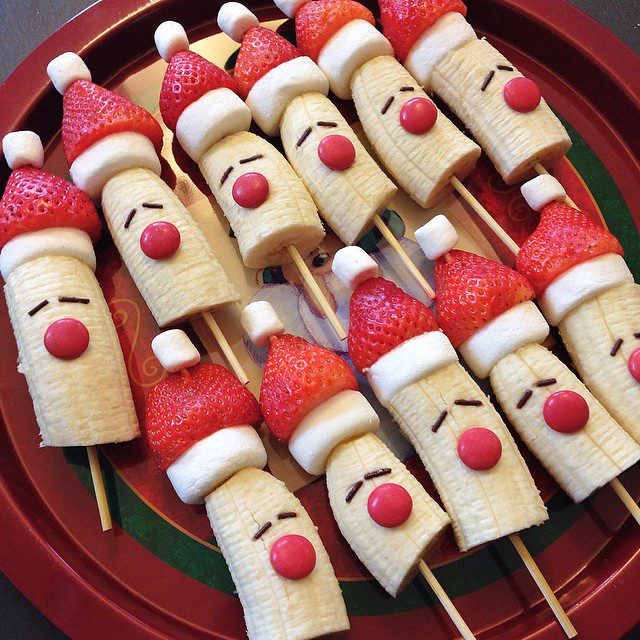 Santa Fruit Skewers Christmas Breakfast Ideas for Kids