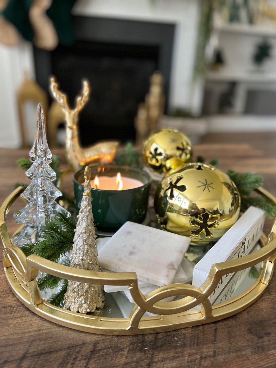 24 Best Christmas Tray Decor Ideas You'll Love 71 24 Best Christmas Tray Decor Ideas You'll Love christmas cofffee table decor ideasIMG 9209 Christmas Tray Decor Ideas