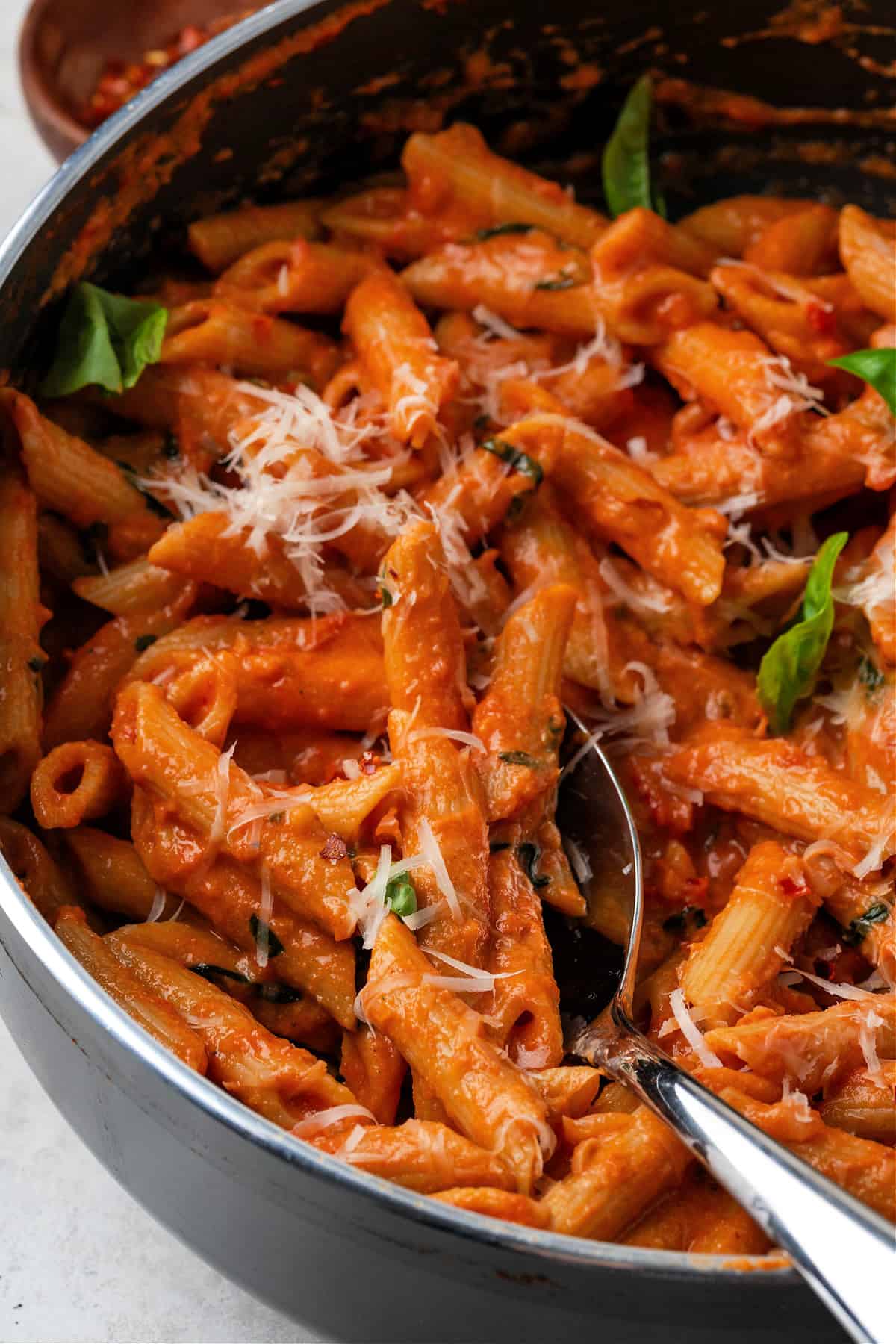 one pot creamy tomato pasta with spoon Creamy Pasta Recipes