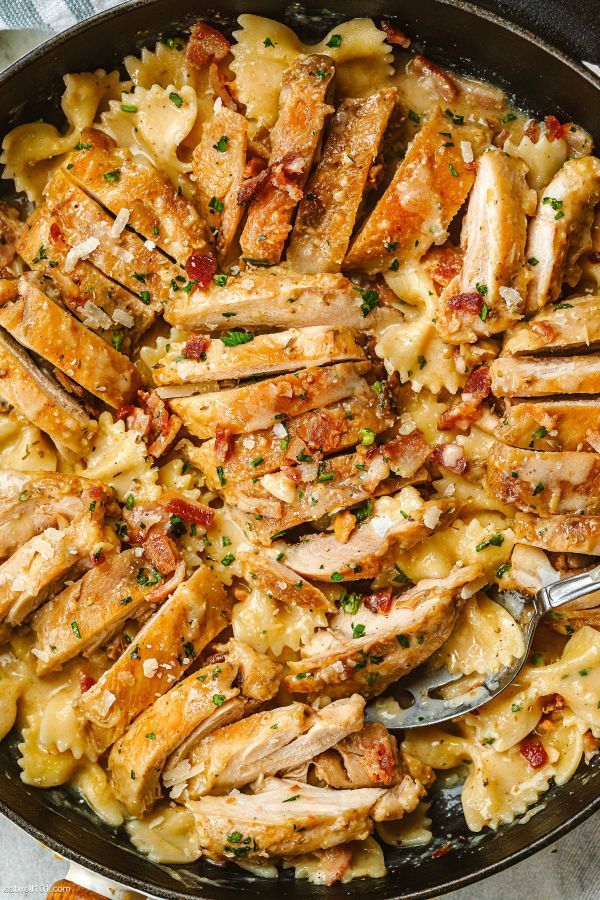 creamy bacon chicken pasta recipe 600x900 1 30-Minute Dinners