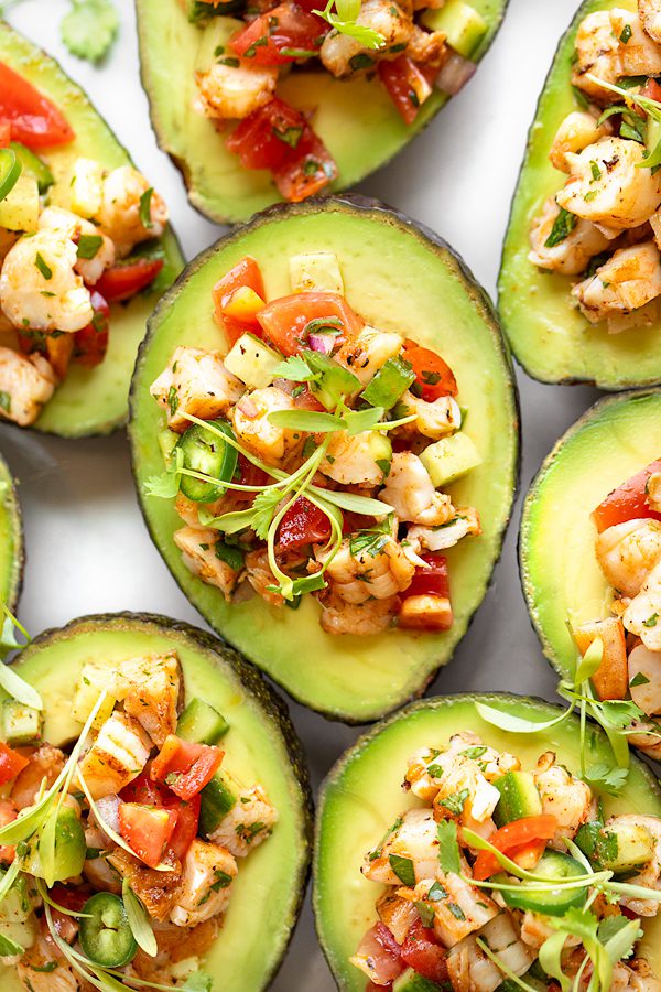 stuffed avocado with shrimp ceviche thecozyapron 5 Potluck Recipes