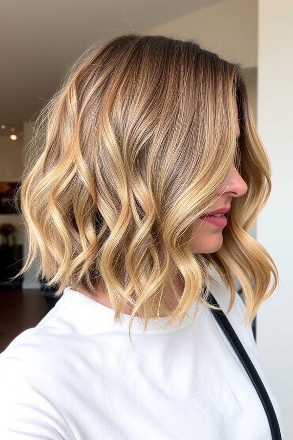 Golden Blonde Textured Lob Haircut Ideas