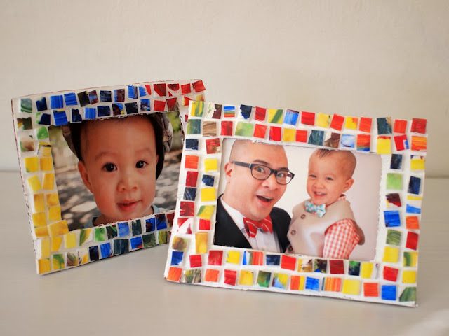 1 painted styrofoam mosaic tile picture frame Father's Day Crafts for Kids