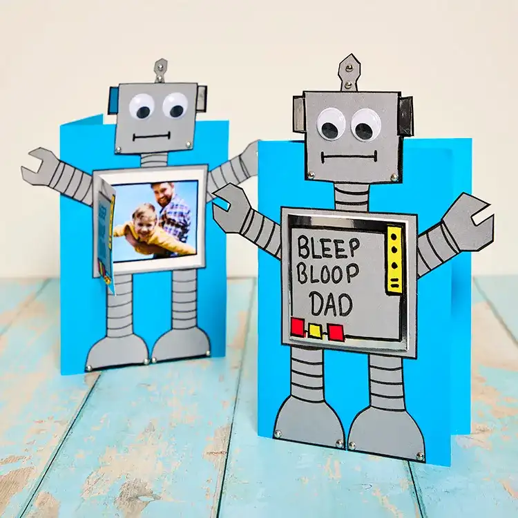 K1258 Fathers Day Robot Card Father's Day Crafts for Kids