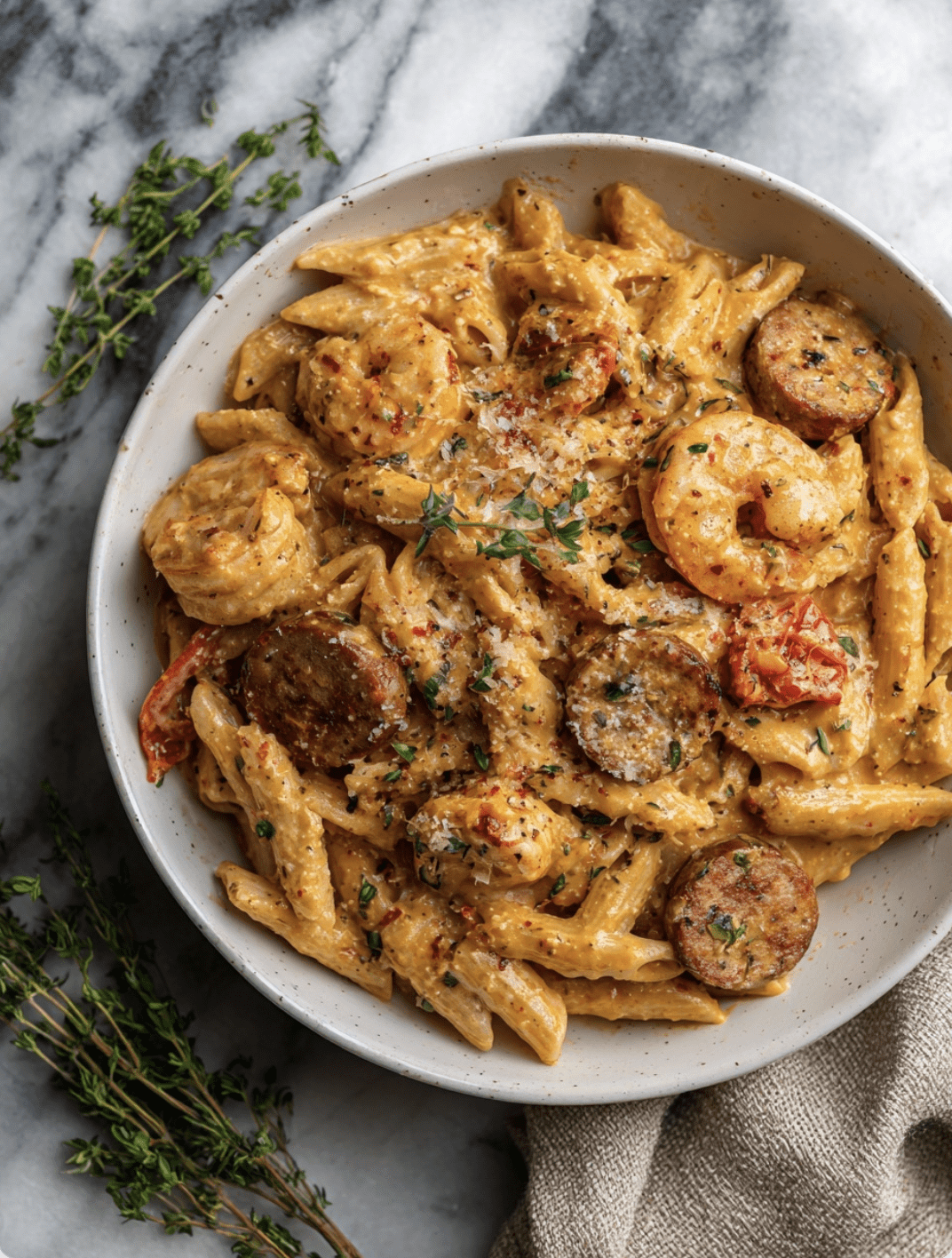 Creamy Cajun Shrimp Sausage Pasta4 Creamy Cajun Shrimp & Sausage Pasta
