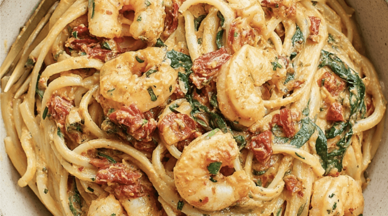 Creamy Tuscan Shrimp Linguine