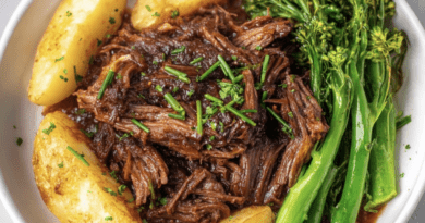 Honey Shredded Beef with Roasted Potatoes & Broccolini