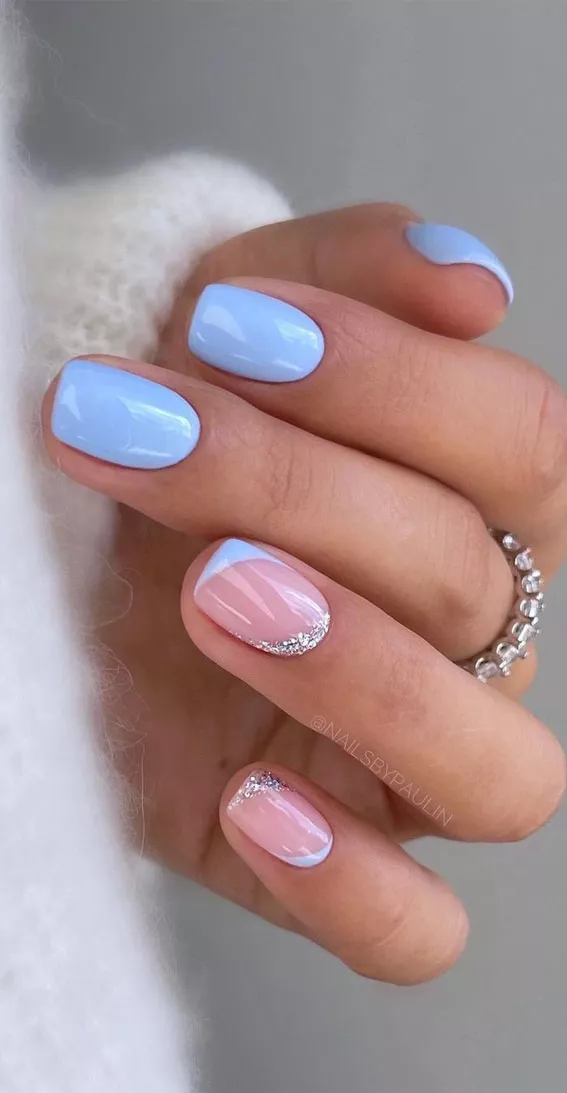 summer nail ideasChic Summer Nail Ideas Embrace the Season with Style Baby Blue Short Nails