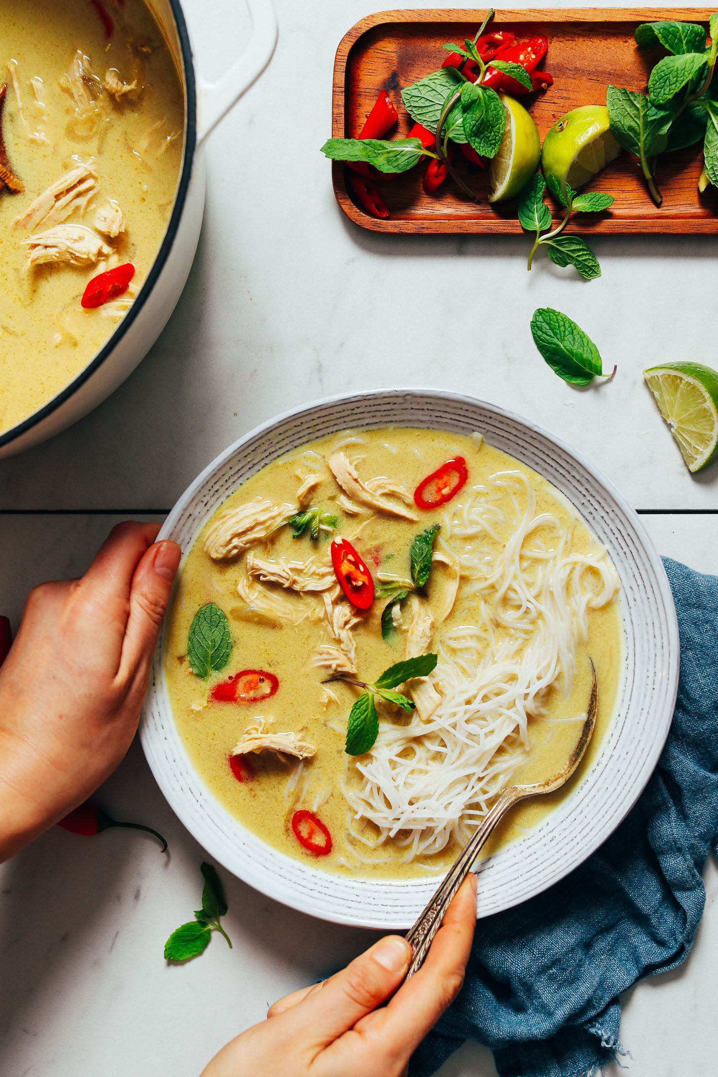 1 Pot Thai Inspired Chicken Noodle Soup SO comforting BIG flavor delicious recipe soup minimalistbaker thai glutenfree 24 Cozy Soup Recipes