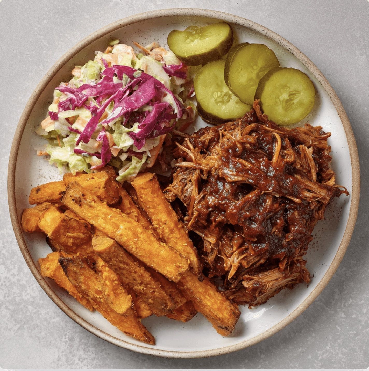 BBQ Pulled Pork with Sweet Potato Fries and Coleslaw 6 BBQ Pulled Pork with Sweet Potato Fries and Coleslaw BBQ Pulled Pork with Sweet Potato FrieBBQ Pulled Pork with Sweet Potato Fries and Coleslaws and Coleslaw2 BBQ Pulled Pork with Sweet Potato Fries and Coleslaw