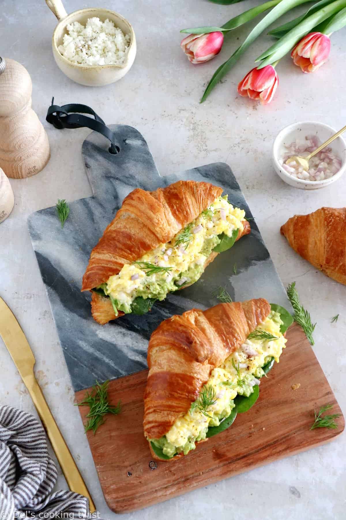 Scrambled Egg Croissant Breakfast Sandwich 2 Croissant Sandwiches