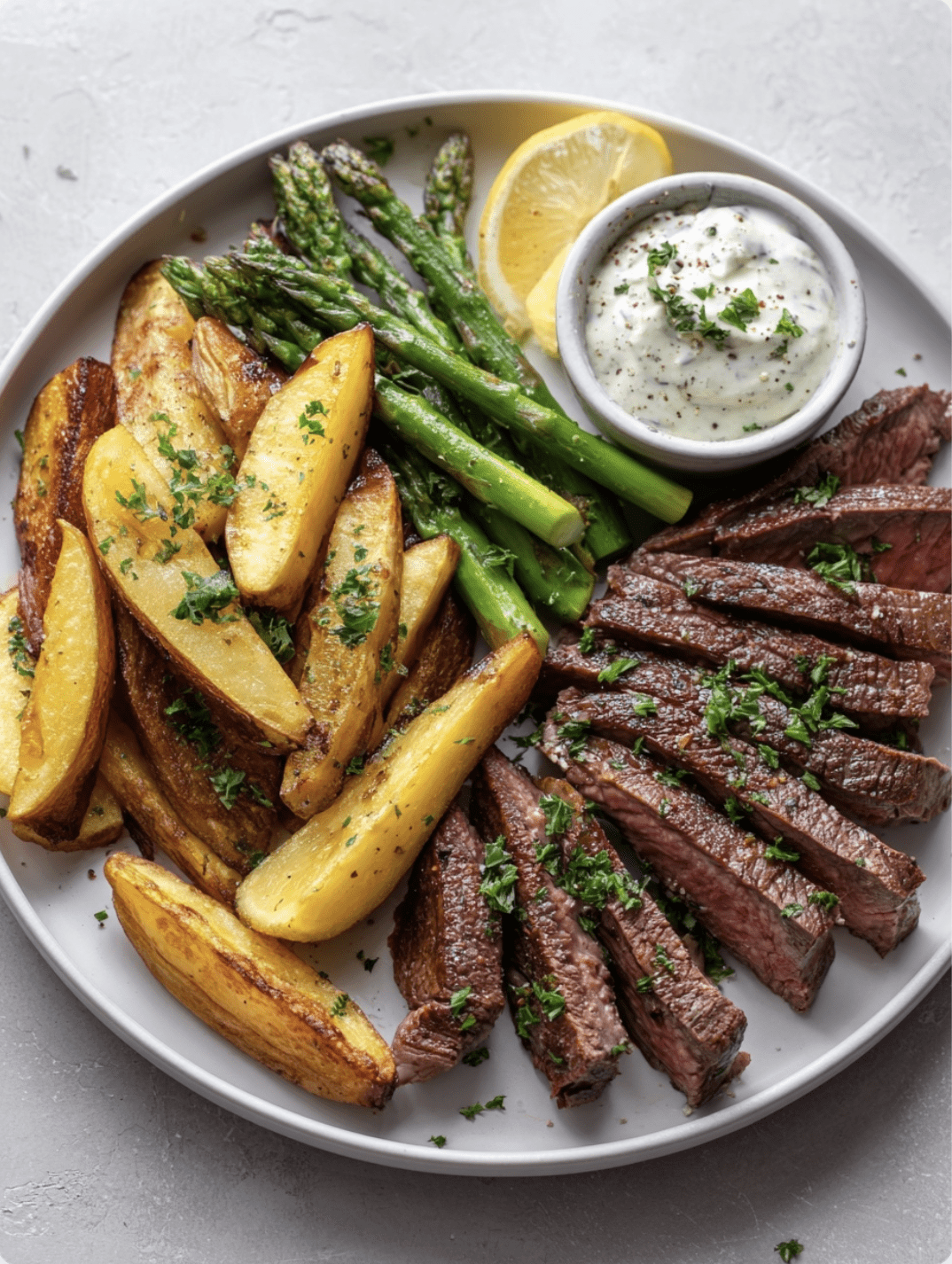 Sweet and Sour Shrimp Stir Fry2 1 Steak Frites with Potato Wedges & Roasted Asparagus