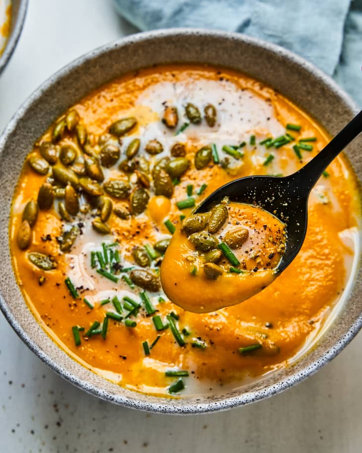 k Photo Recipe Ramp Up 2021 07 Carrot Ginger Soup carrot ginger soup KitchnKitchn3124 1 02 Cozy Soup Recipes