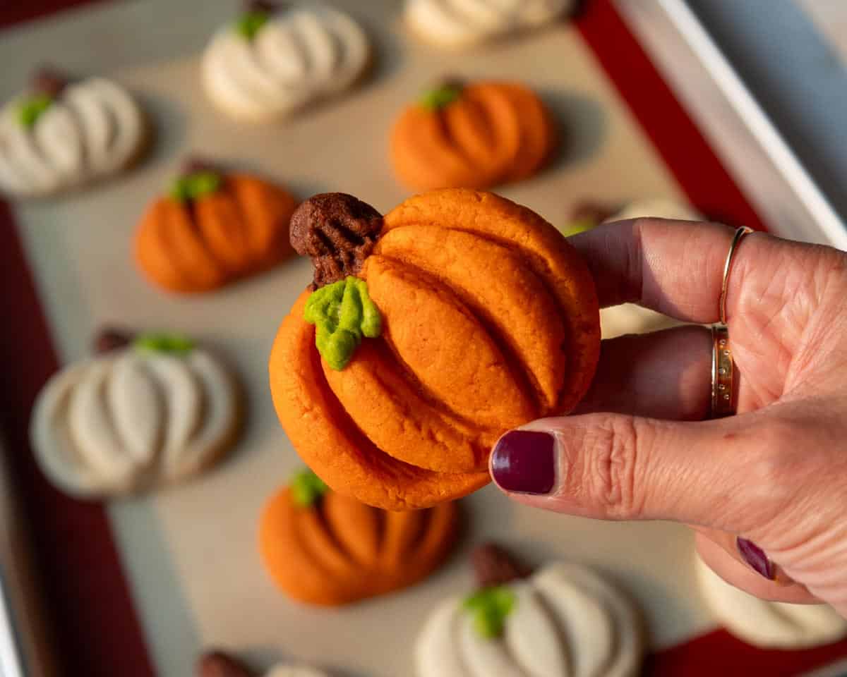 pumpkin shaped cookies step 6 2 Fall Cookie Recipes