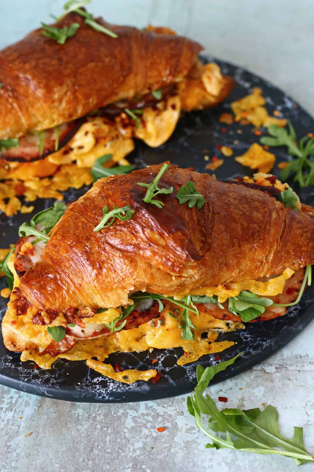 two croissant breakfast sandwiches Croissant Sandwiches