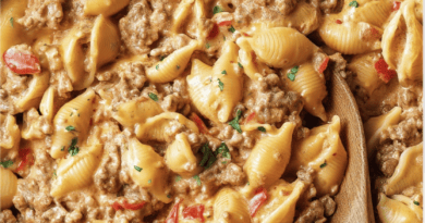 Creamy Ground Beef Conchiglie