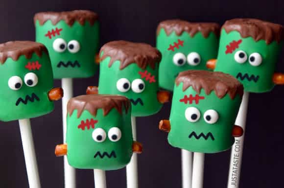 Frankenstein Marshmallow Pops hz Spooky Treat Ideas