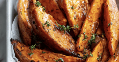 Honey Butter Roasted Sweet Potato Wedges