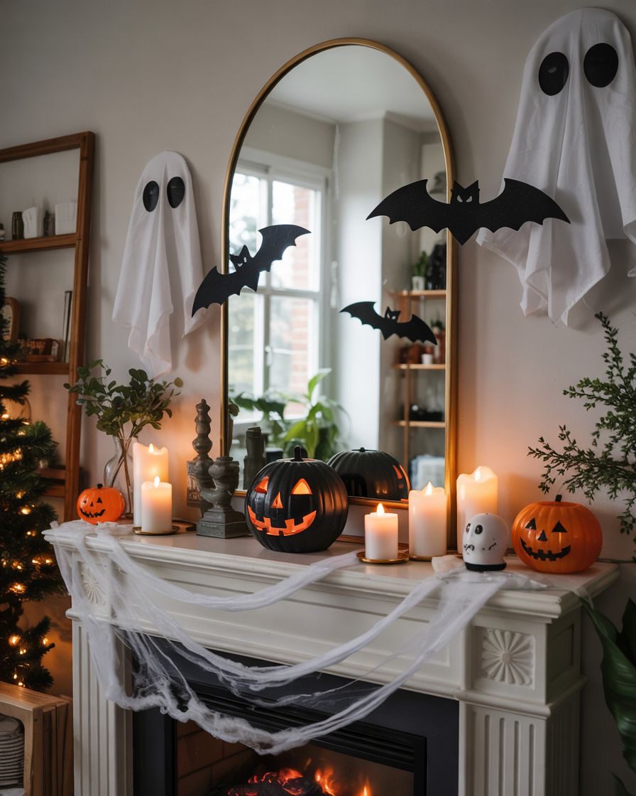 spooky mantel1 Spooky Mantel Decor Ideas