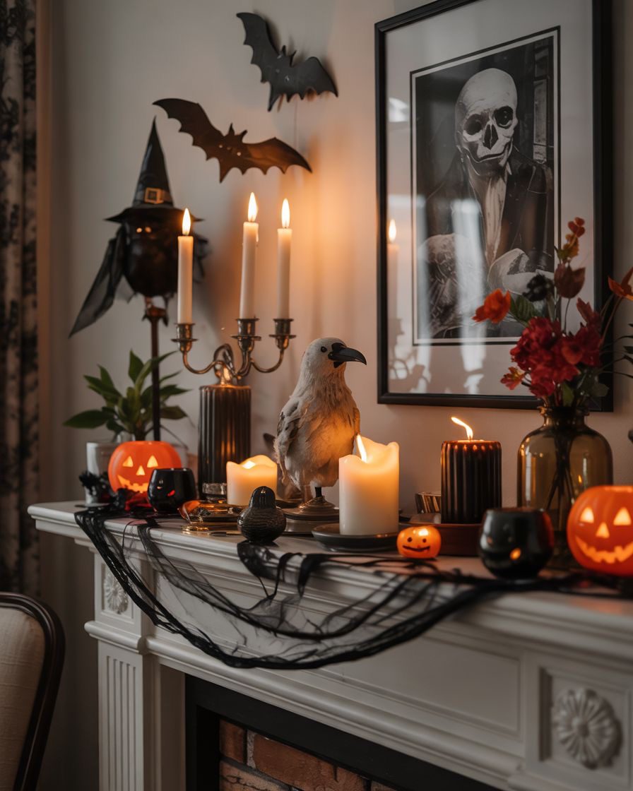 spooky mantel13 Spooky Mantel Decor Ideas