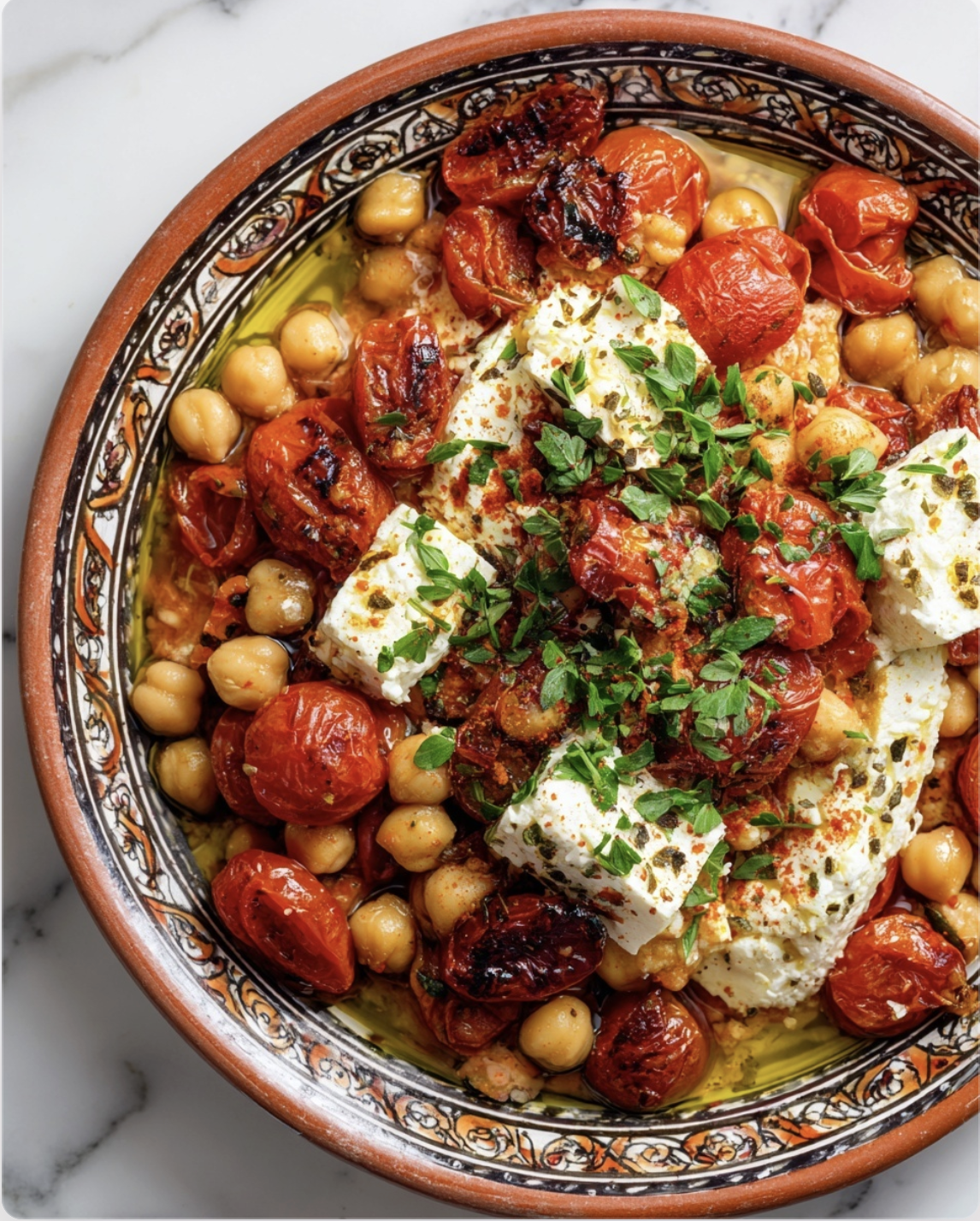 Baked Chickpeas with Roasted Tomatoes and Feta 5 Baked Chickpeas with Roasted Tomatoes and Feta Baked Chickpeas with Roasted Tomatoes and Feta1 Baked Chickpeas with Roasted Tomatoes and Feta