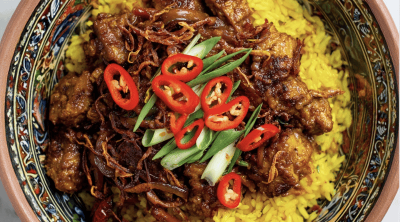 Beef Tempeh Rendang with Turmeric Rice1