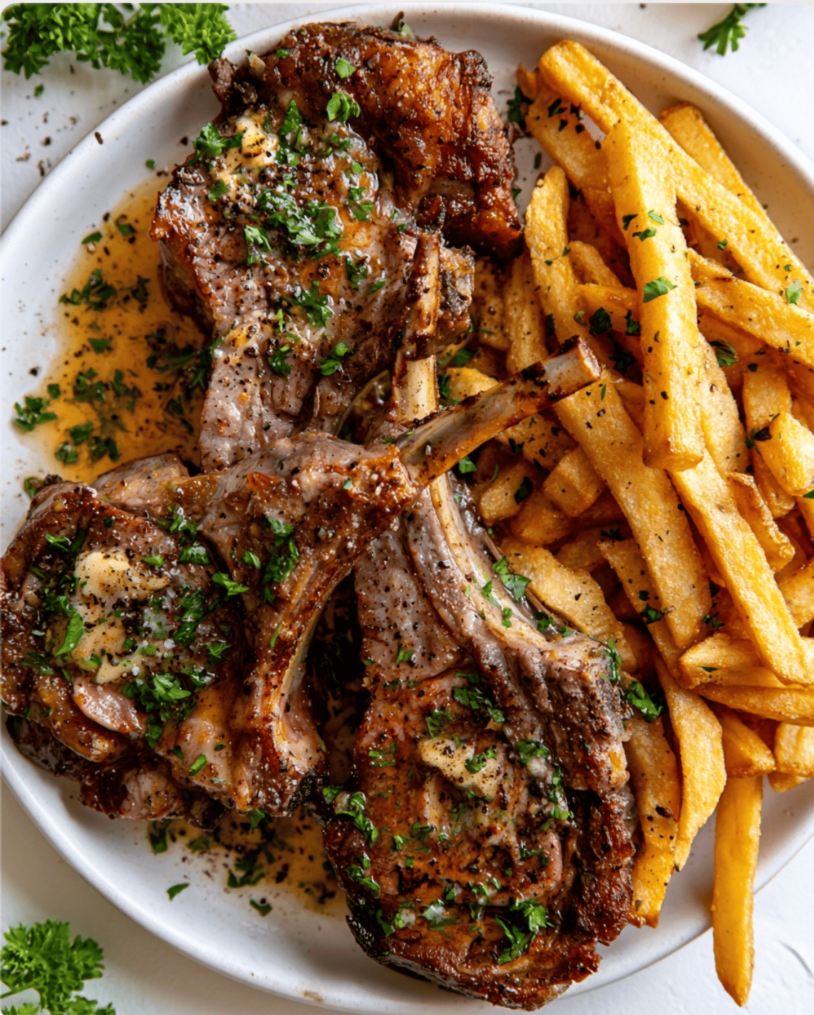 Cajun Butter Lamb Chops with Fries1 Cajun Butter Lamb Chops with Fries