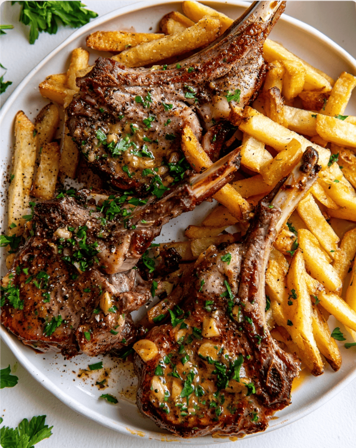 Cajun Butter Lamb Chops with Fries3 Cajun Butter Lamb Chops with Fries