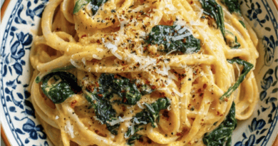 Creamy Pumpkin Spinach Pasta