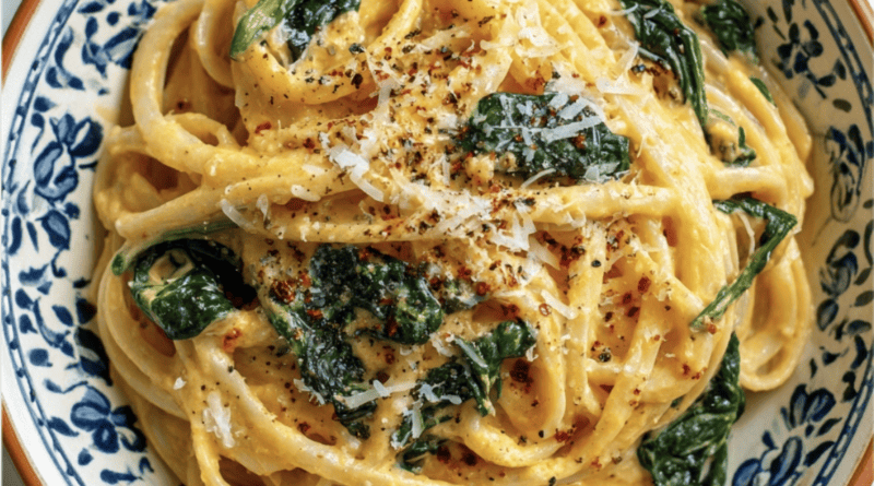 Creamy Pumpkin Spinach Pasta2