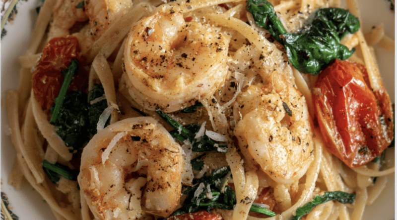 Creamy Roasted Garlic Shrimp Linguine