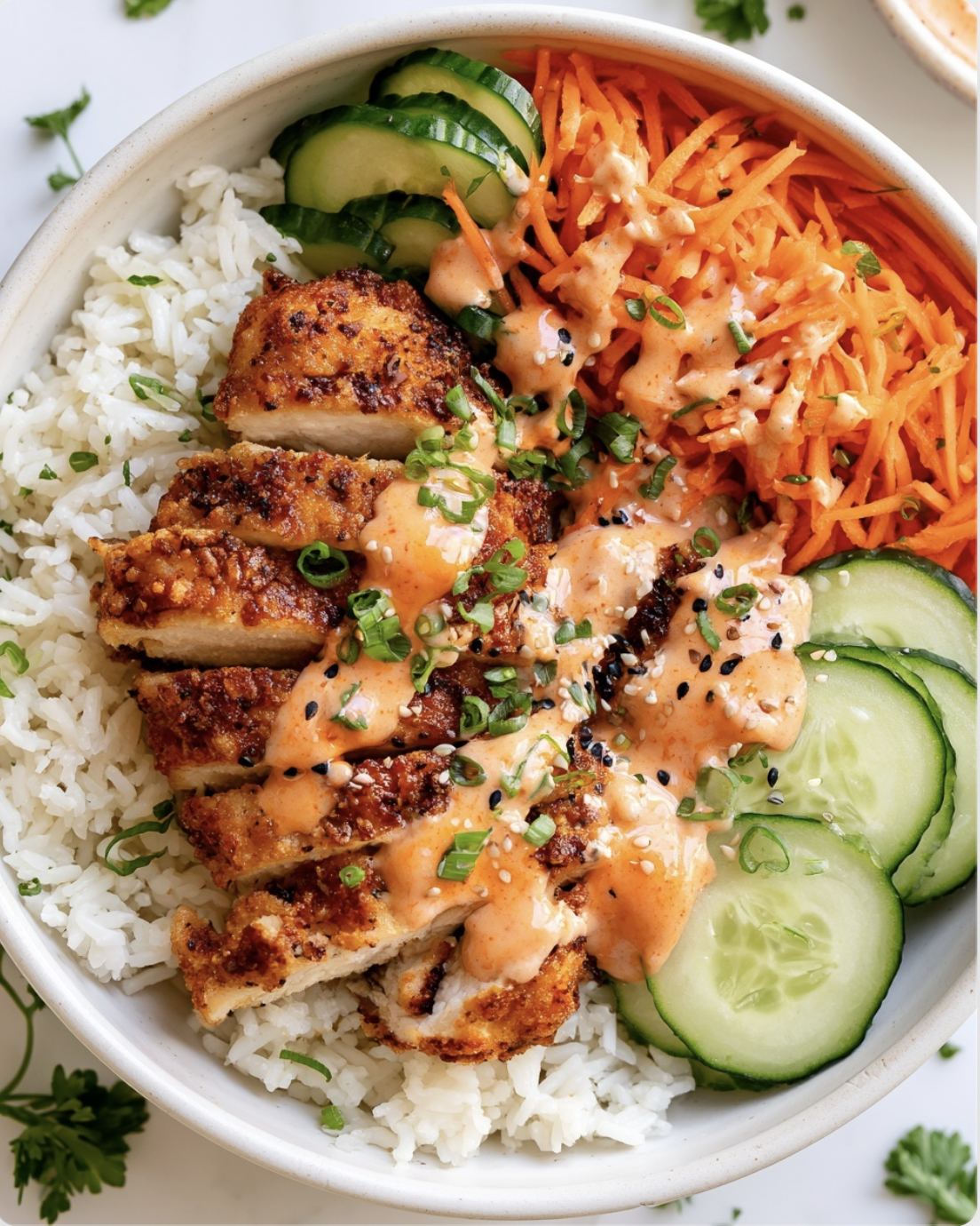 Crispy Bang Bang Chicken Bowls Crispy Bang Bang Chicken Bowls