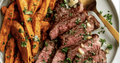 Garlic Butter Steak and Sweet Potato Chips