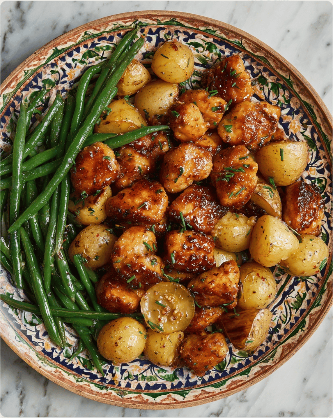 Honey Mustard Chicken Bites with Potatoes2 Honey Mustard Chicken Bites with Potatoes