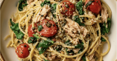 Lemon Garlic Tuna Spaghetti