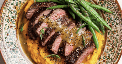 Steak with Sweet Potato Mash