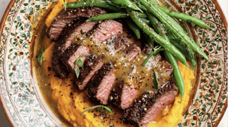 Steak with Sweet Potato Mash