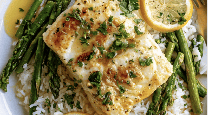 Lemon Butter Cod and Rice