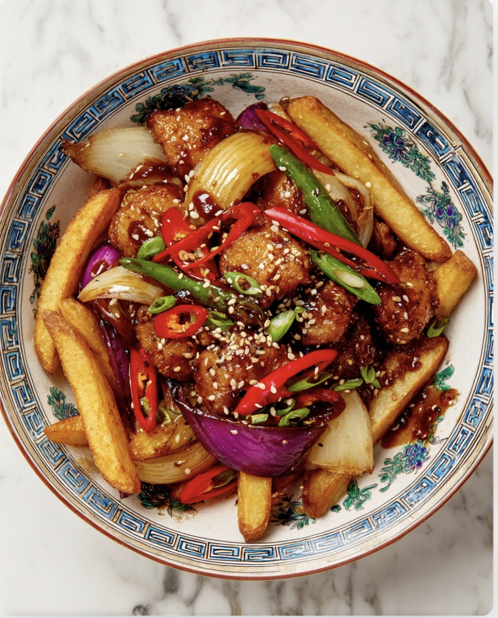 Sticky Chilli Chicken and Chips