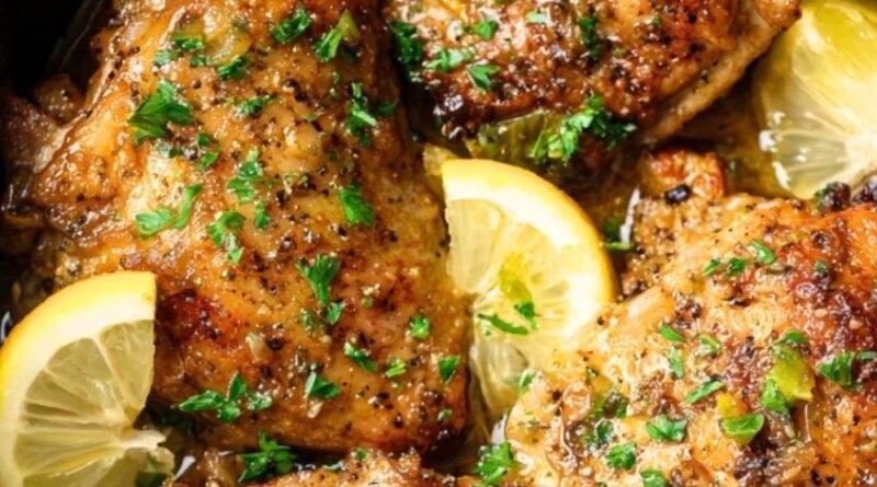 Slow Cooker Lemon Garlic Chicken Thighs