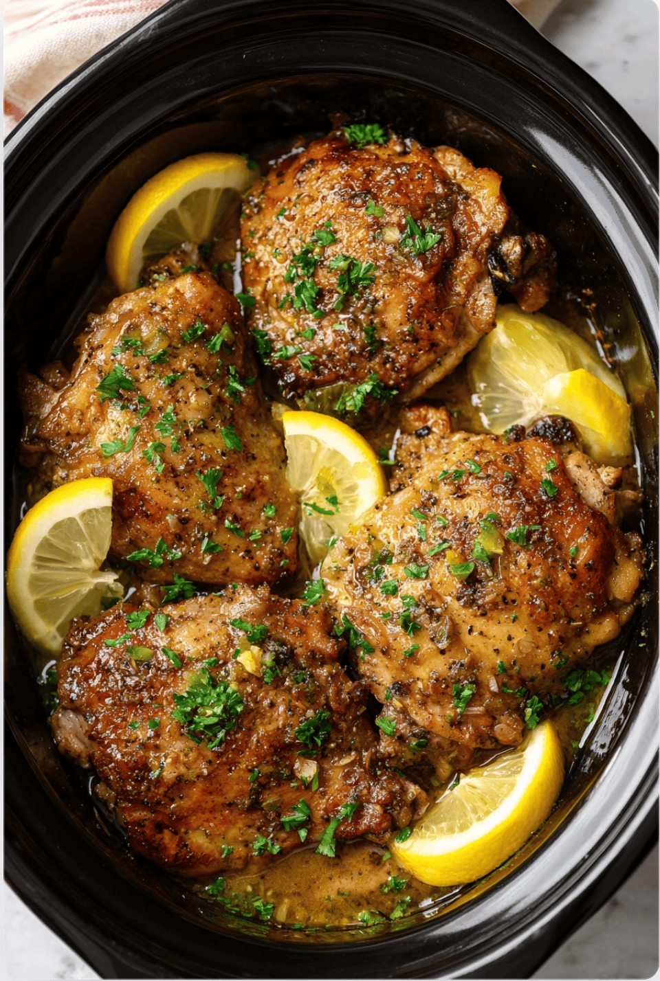 Slow Cooker Lemon Garlic Chicken Thighs3 Slow Cooker Lemon Garlic Chicken Thighs
