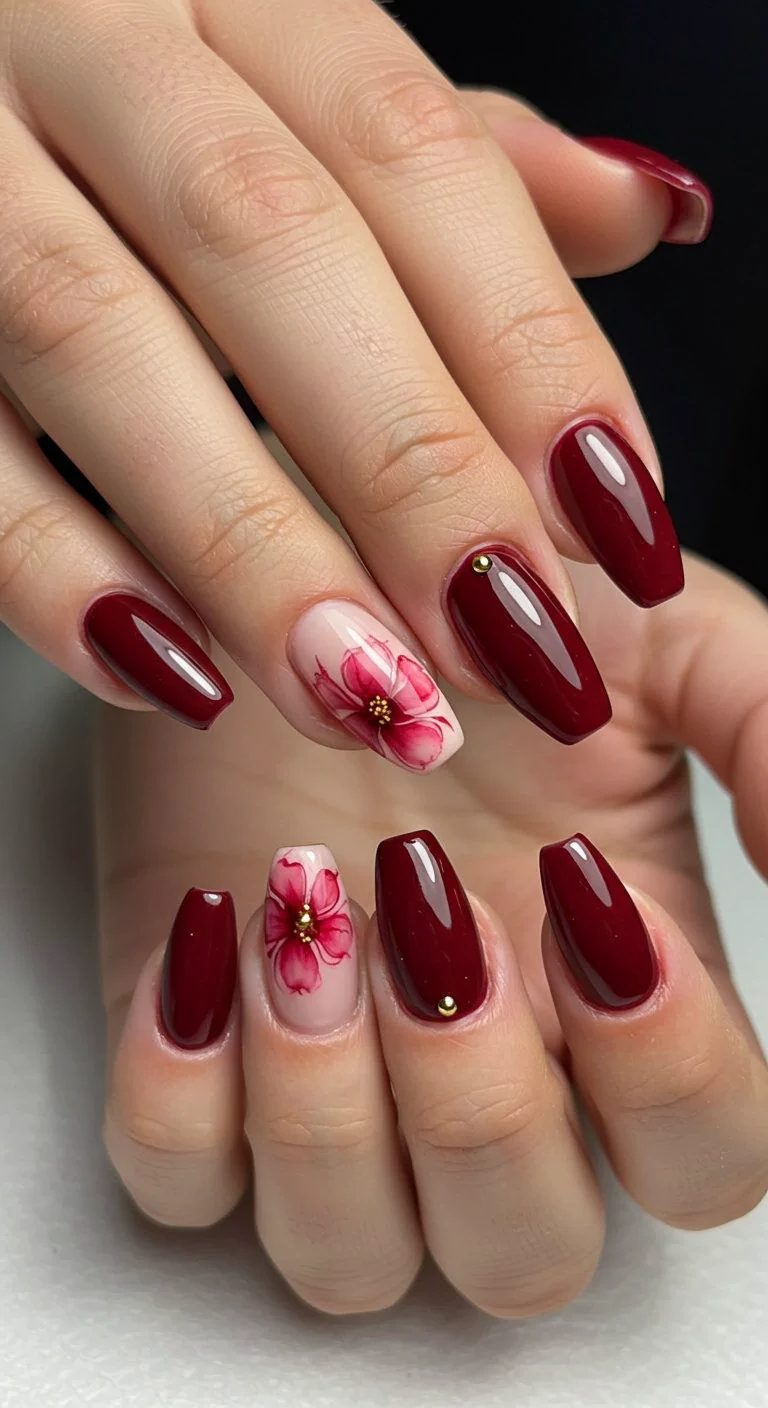 burgundy nail ideas13 Burgundy Nail Ideas