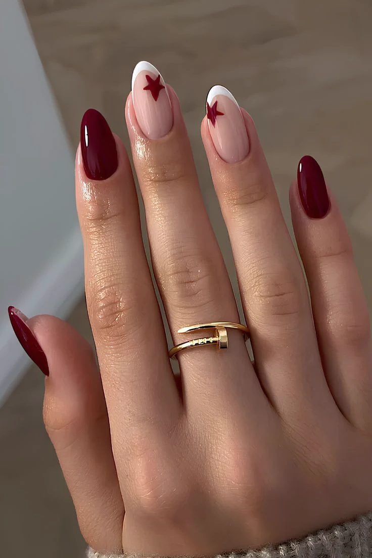 burgundy nails1 Burgundy Nail Ideas