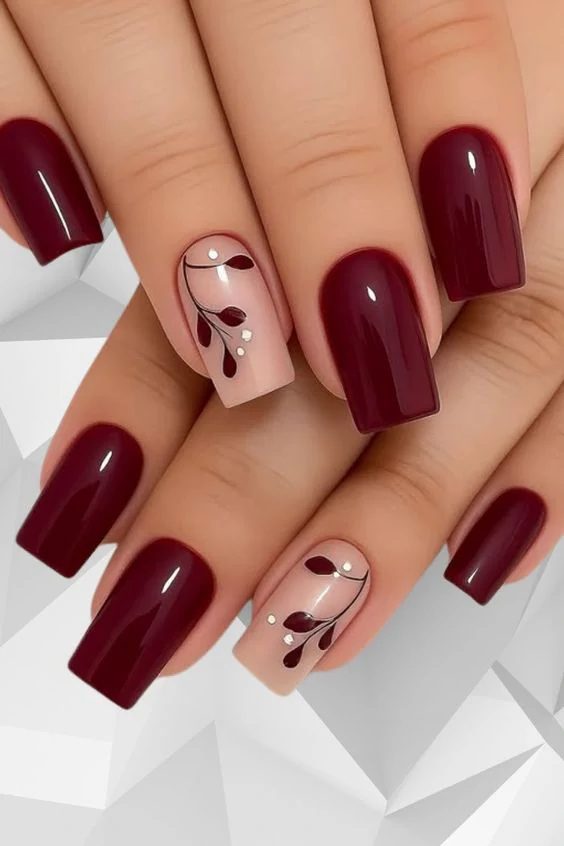 burgundy nails11 Burgundy Nail Ideas