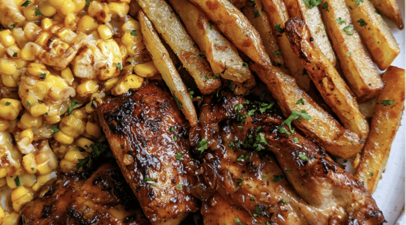 Honey Garlic Chicken and Chips