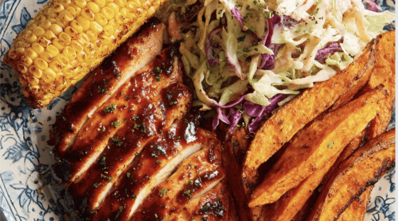 BBQ Chicken with Sweet Potato Fries and Coleslaw3