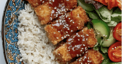 Crispy Tofu Katsu Rice Bowl