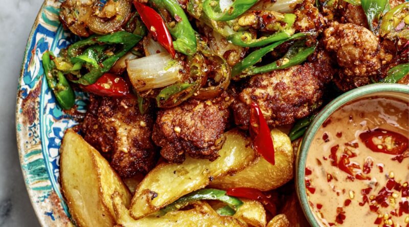Salt and Pepper Chicken with Chips